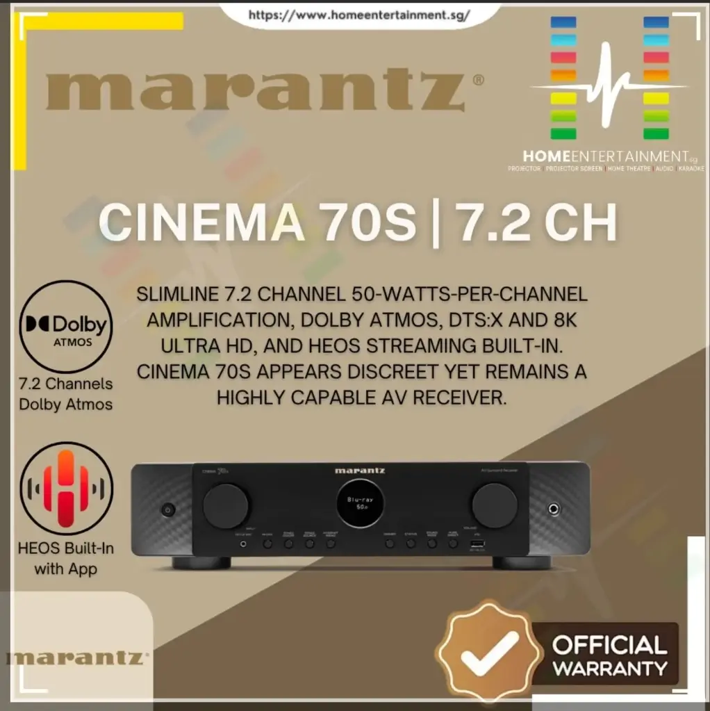 Marantz Cinema 70s - Slimline 7.2 Channel AV Receiver with 50W, 8K and 6 HDMI Inputs