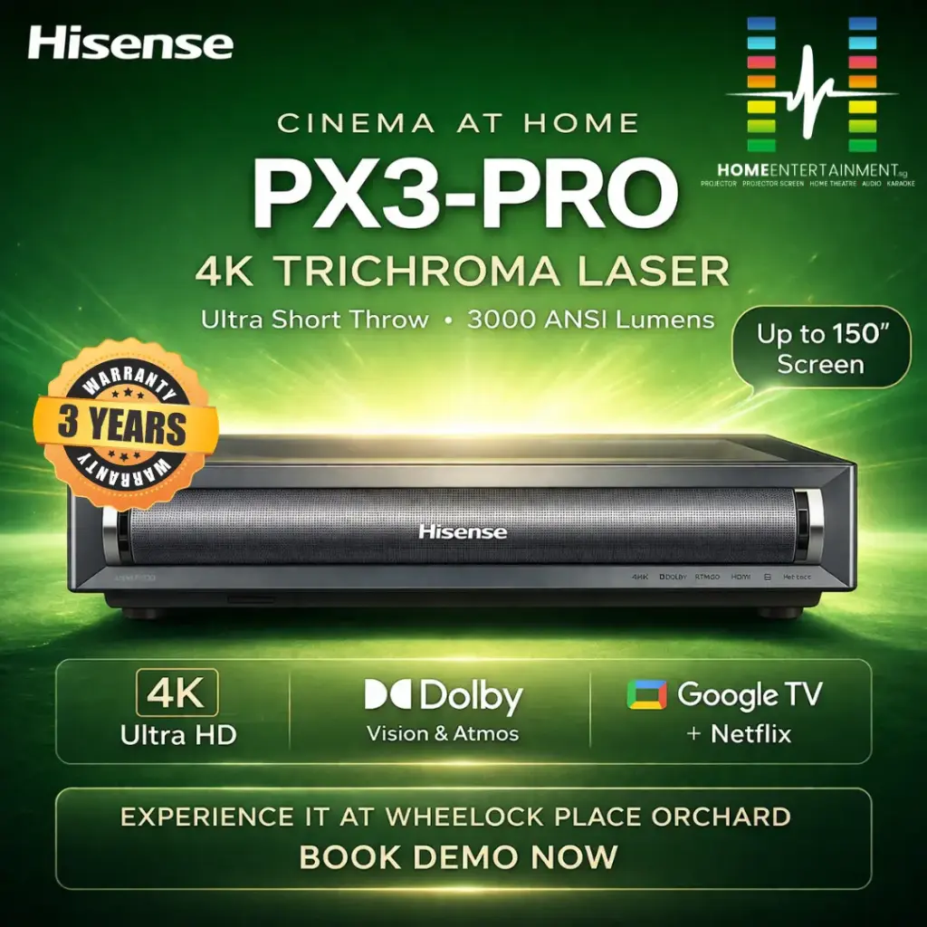 Hisense PX3-PRO TriChroma Triple Laser 4K Ultra Short Throw Projector For Home Cinema 3000 ANSI Lumens - 3 Years Warranty