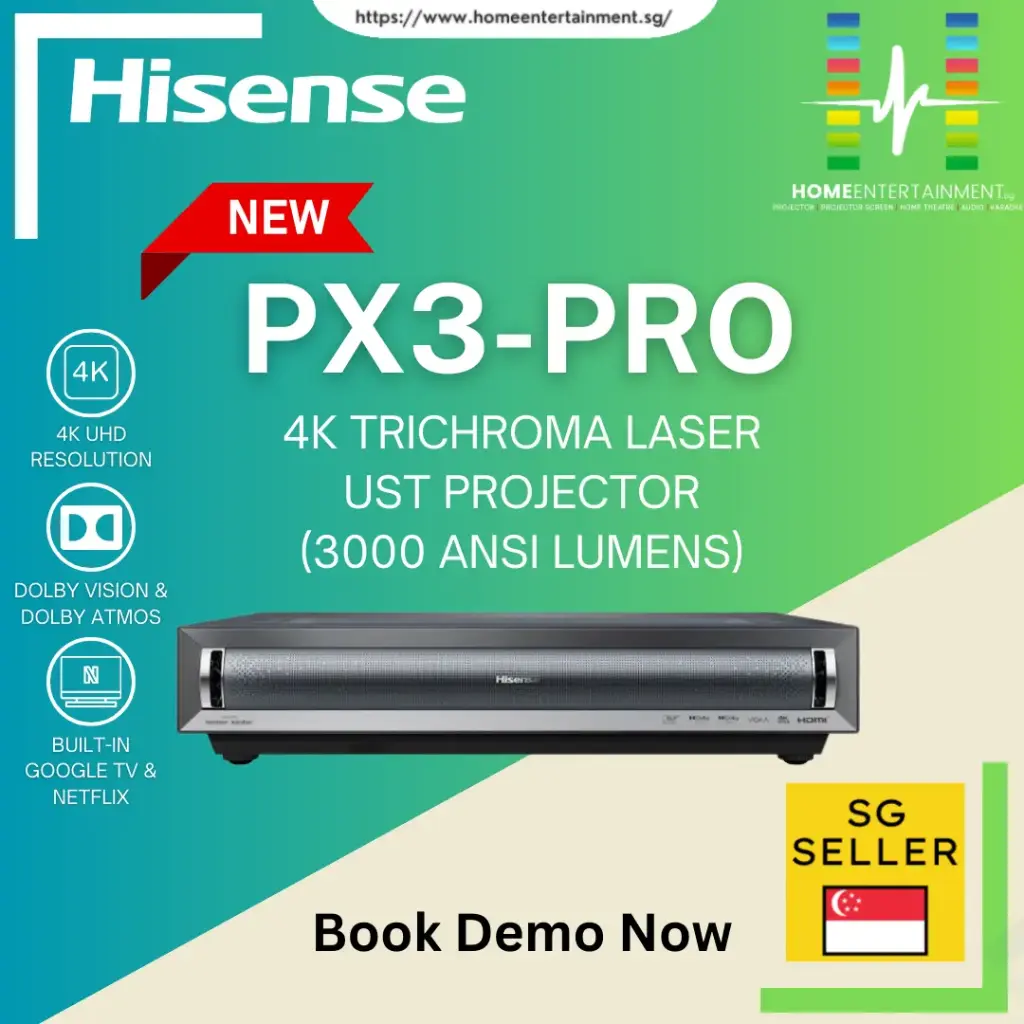 Hisense PX3-PRO TriChroma Triple Laser 4K Ultra Short Throw Projector For Home Cinema 3000 ANSI Lumens