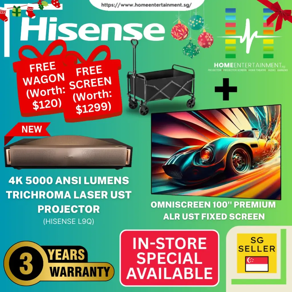 Hisense L9Q 5000 Lumens Brightness Triple Laser Ultra Short Throw Projector - 3 Years Warranty