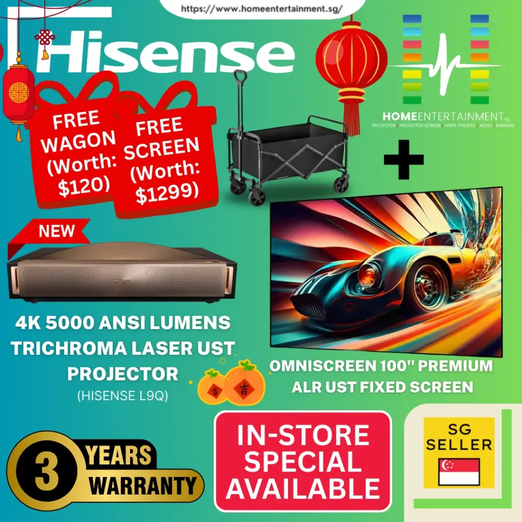 Hisense L9Q 5000 Lumens Brightness Triple Laser Ultra Short Throw Projector - 3 Years Warranty