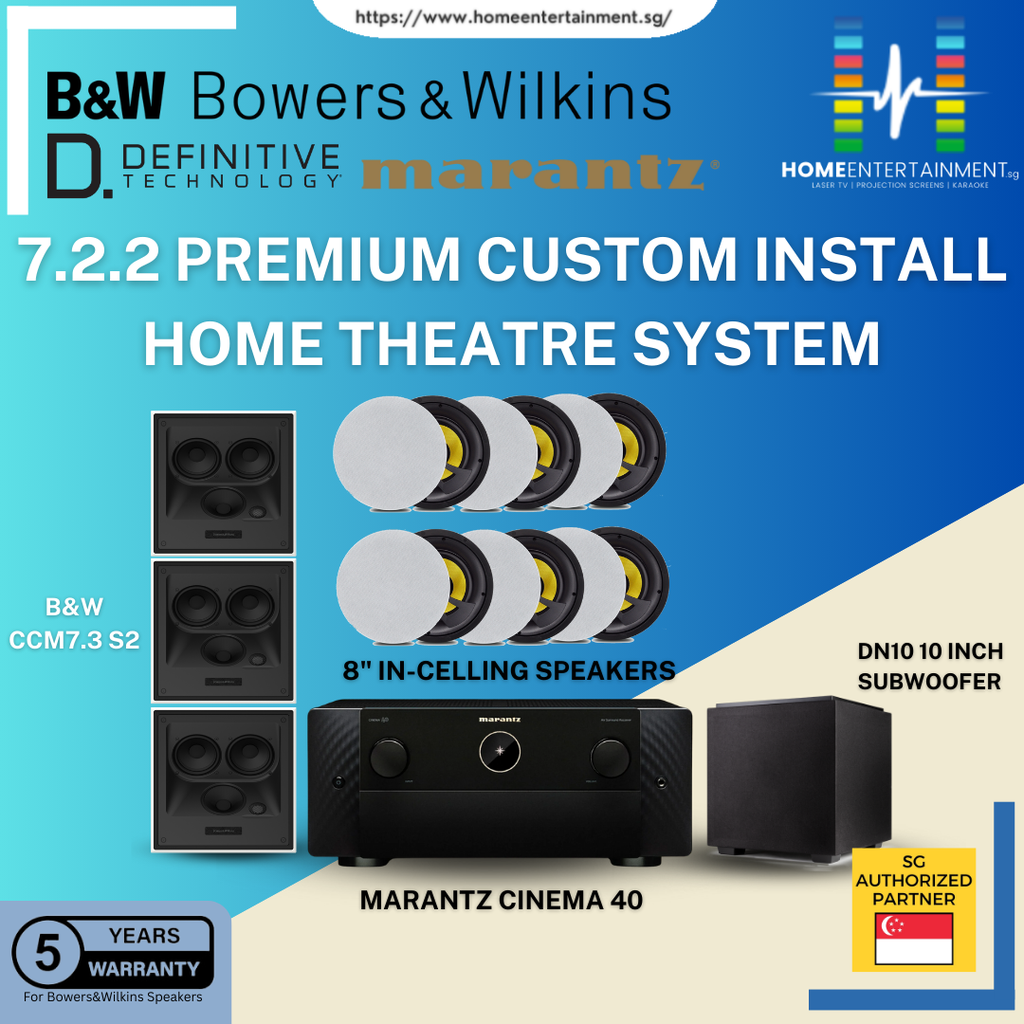 7.2.2 PREMIUM CUSTOM INSTALL HOME THEATRE SYSTEM B&W IN-CEILING SPEAKERS & MARANTZ AMPLFIER WITH DEFINITIVE TECHNOLOGY SUBWOOFER