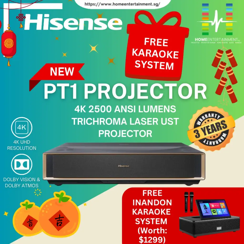 Hisense PT1 4K TriChroma Laser Cinema (up to 150"), 2,500 ANSI LUMENS (3 Years Warranty)
