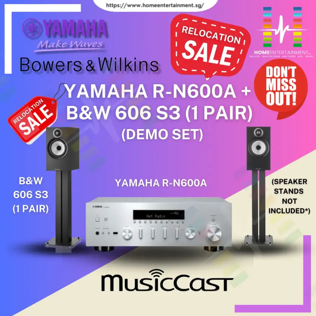 [DEMO SET] - YAMAHA R-N600A NETWORK RECEIVER + B&W 606 S3 STAND MOUNT SPEAKERS (1 PAIR)