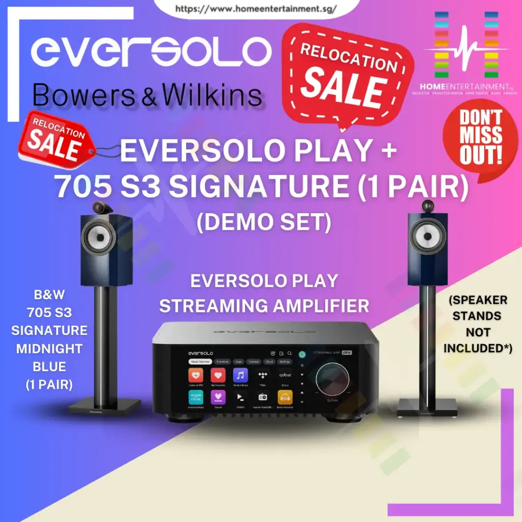 [DEMO SET] - EVERSOLO PLAY STREAMING AMPLIFIER + 705 S3 SIGNATURE STAND MOUNT SPEAKERS (1 PAIR)