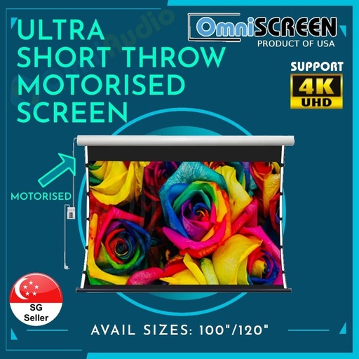 OmniSCREEN Wall/Ceiling Motorised Screen For Ultra Short Throw Projector with Premium Material (0.5 Gain)