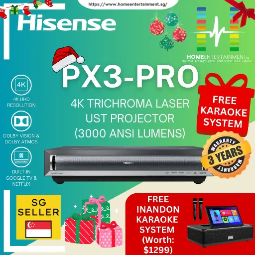 Hisense PX3-PRO TriChroma Triple Laser 4K Ultra Short Throw Projector For Home Cinema 3000 ANSI Lumens
