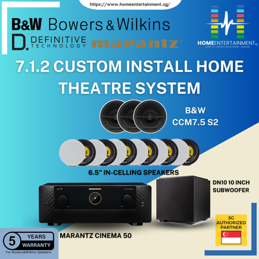7.1.2 CUSTOM INSTALL HOME THEATRE SYSTEM B&W IN-CEILING SPEAKERS & MARANTZ AMPLFIER WITH DEFINITIVE TECHNOLOGY SUBWOOFER