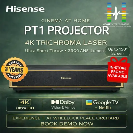 Hisense PT1 4K TriChroma Laser Cinema (up to 150"), 2,500 ANSI LUMENS (3 Years Warranty)