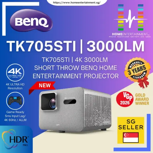 BenQ TK705STI | 4K 3000lm Short Throw BenQ Home Entertainment Projector