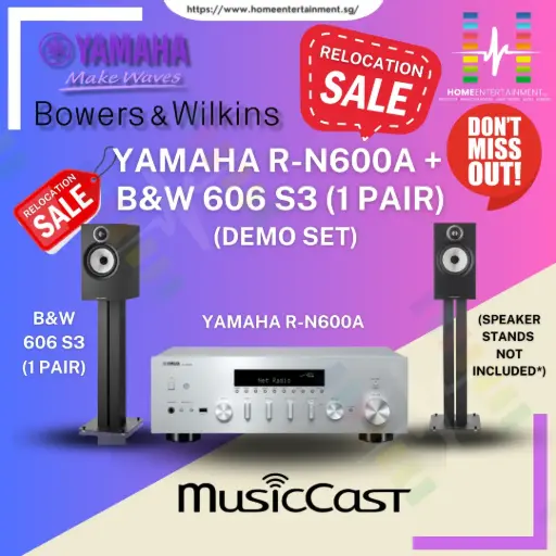 [DEMO SET] - YAMAHA R-N600A NETWORK RECEIVER + B&W 606 S3 STAND MOUNT SPEAKERS (1 PAIR)